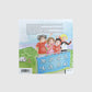 Rückseite des Kinderbuches mit kurzem Text und bunten Zeichnungen.