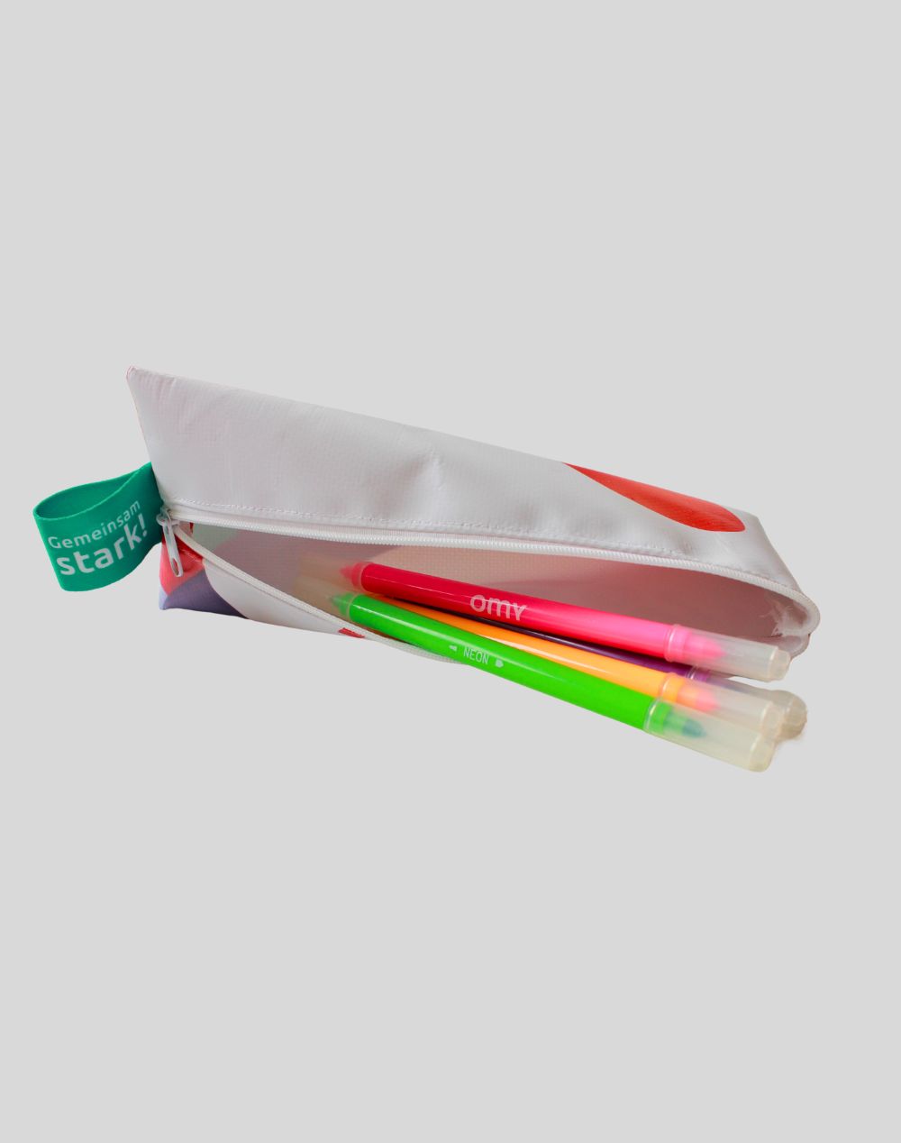 Pencil case made from recycled 2024 Winter Games banner material