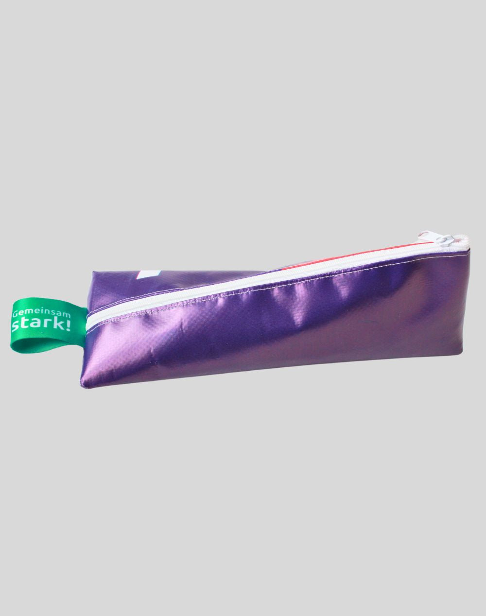 Pencil case made from recycled 2024 Winter Games banner material