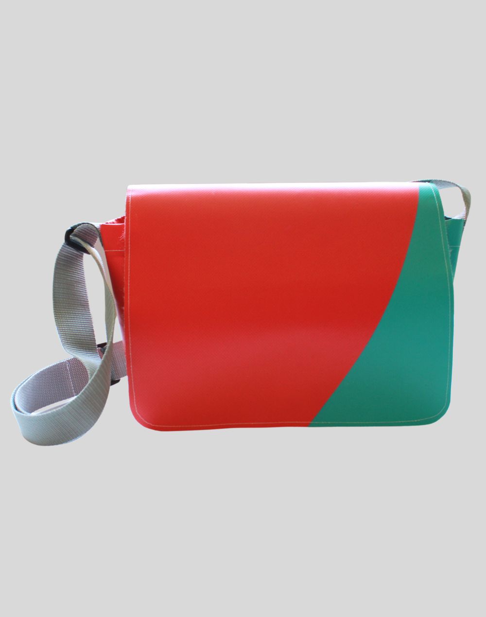 Cross-body bag made from recycled 2024 Winter Games banner material