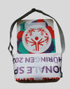 Cross-body bag made from recycled 2024 Winter Games banner material