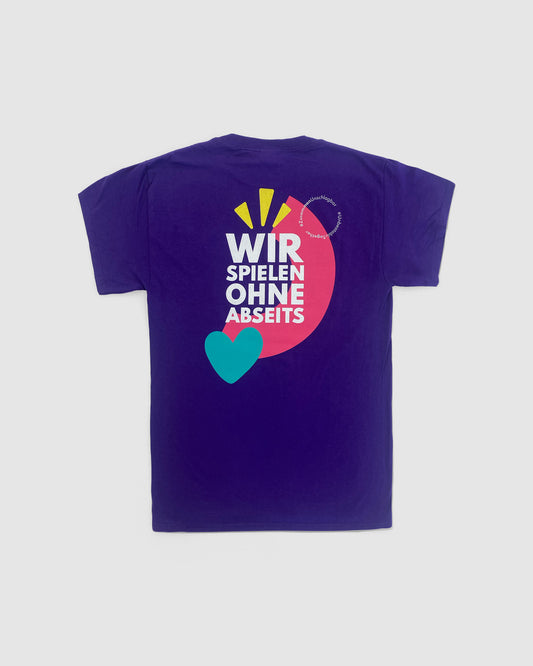 T-shirt "Wir spielen ohne abseits", violet