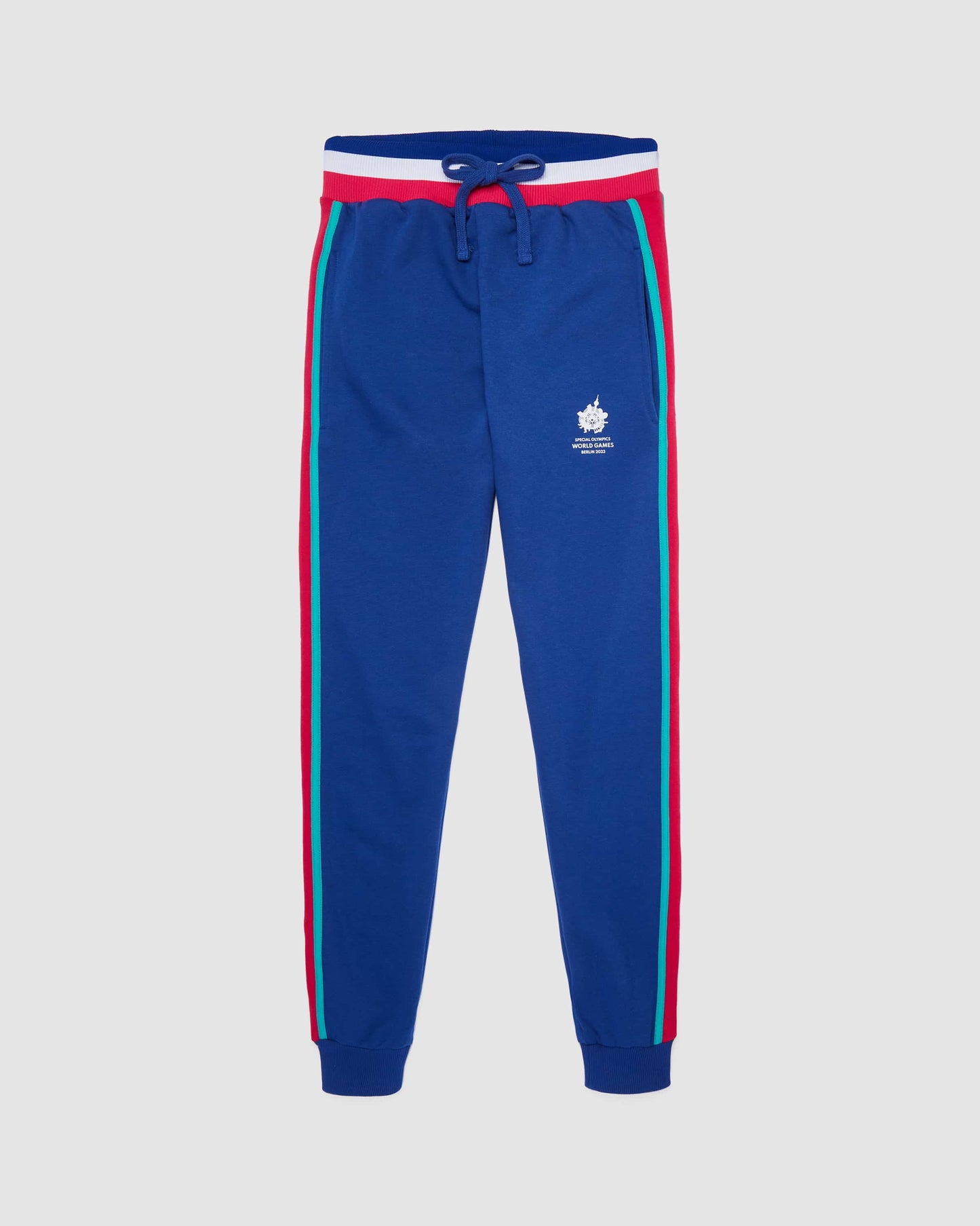 Blue Sweatpants with Striped Waistband World Games Unisex