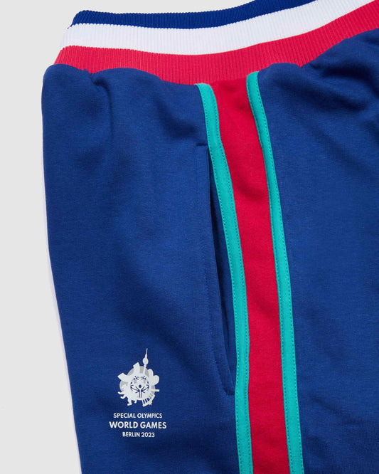 Blue Sweatpants with Striped Waistband World Games Unisex
