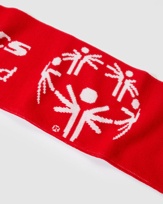 Nahaufnahme Fanschal rot mit Special Olympics Deutschland Logo