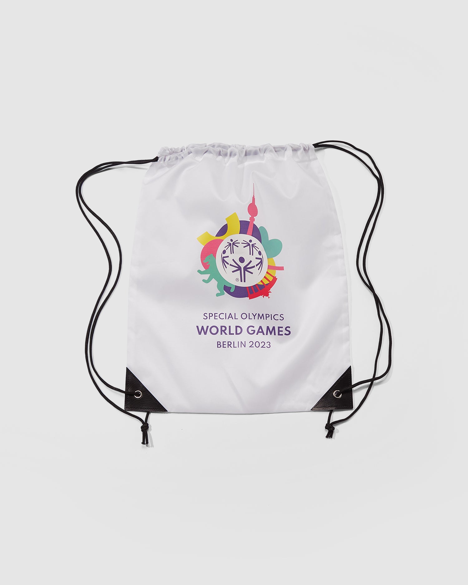 Weißer Turnbeutel mit Weltspiele Logo 