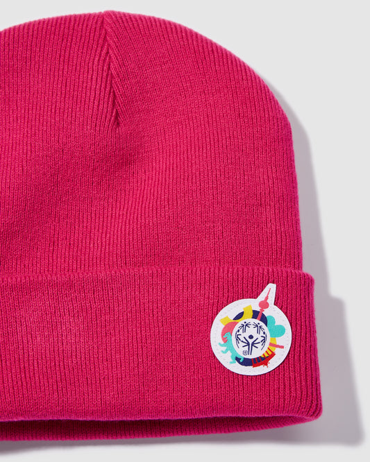 Mütze in pink mit kleinem Weltspiele Logo