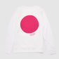 Weißes Sweatshirt mit einem großen Kreis in pink hinten