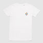 Weißes T-Shirt mit kleinem Weltspiele Logo vorne 