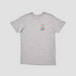 Grau T-Shirt mit kleinem Weltspiele Logo vorne
